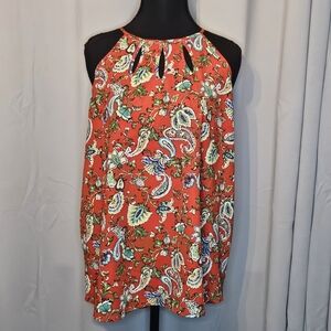 Papermoon | XL Red Paisley Keyhole Halter Blouse